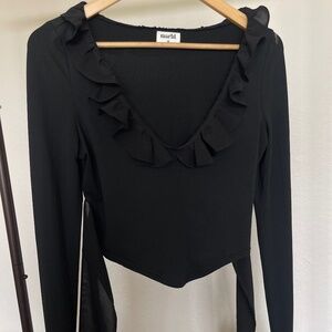 Marbl Bell Sleeve Ruffle Top
